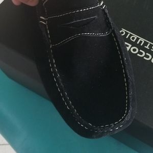 Bacco Bucci Black Suede Penny Loafers